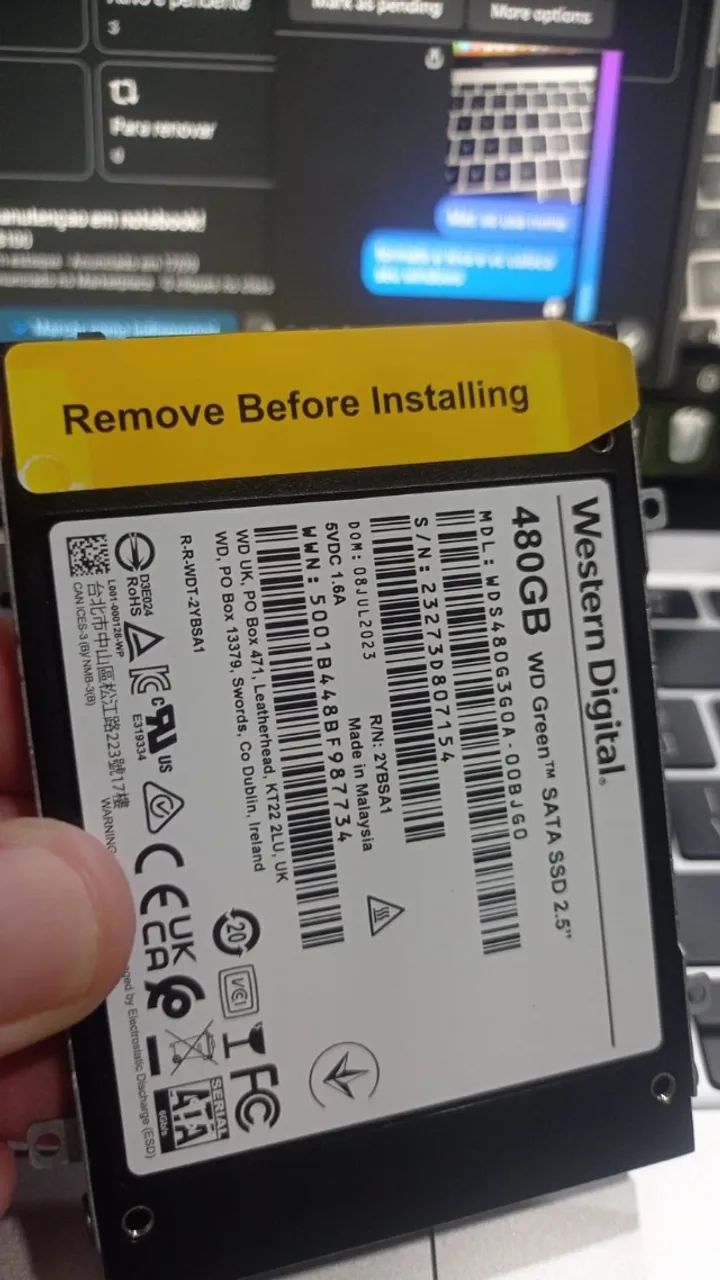 ssd sata 480gb Wd Green (100% saudavel+Windows)