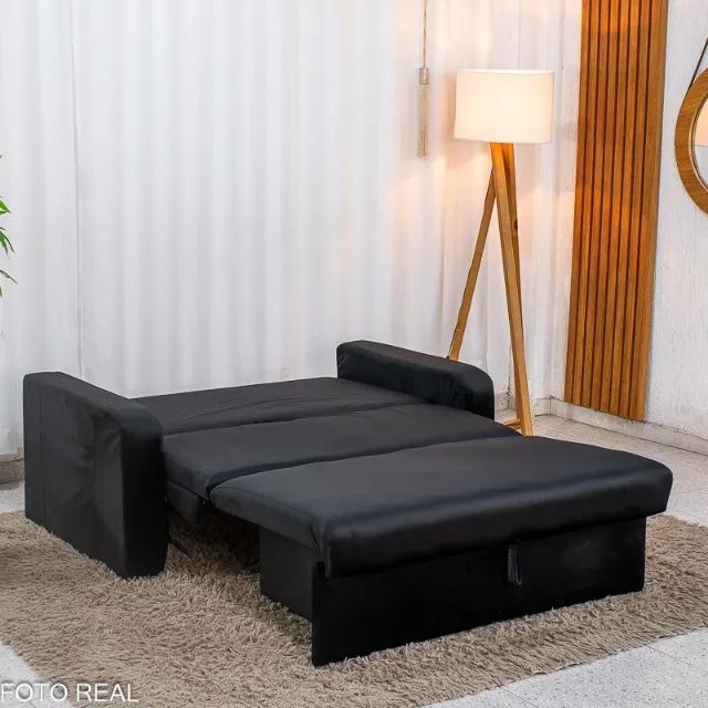 Sofá Cama Casal c/ Baú Preto Frete Grátis - Até 12x  - Foto 5