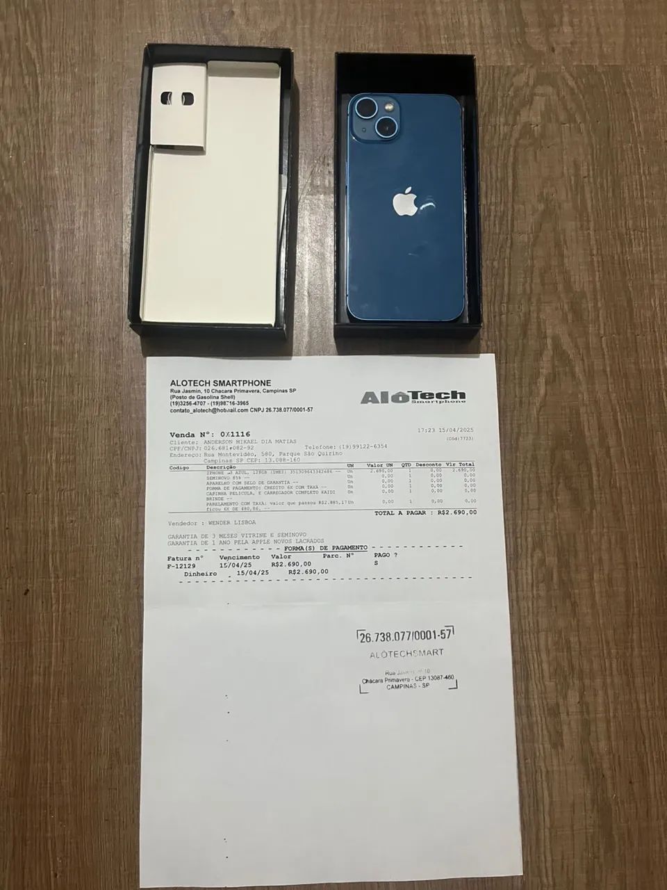 vendo iPhone 13 por 1,850,00 deixo até por 1,700,00 tem caixa e nota fiscal 