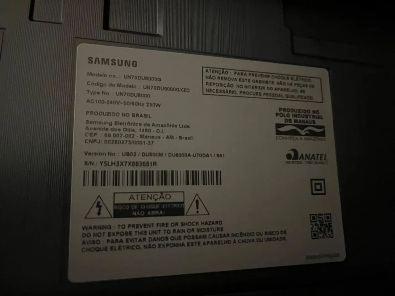 Smart TV Samsung 70" Tela Quebrada  - Foto 2