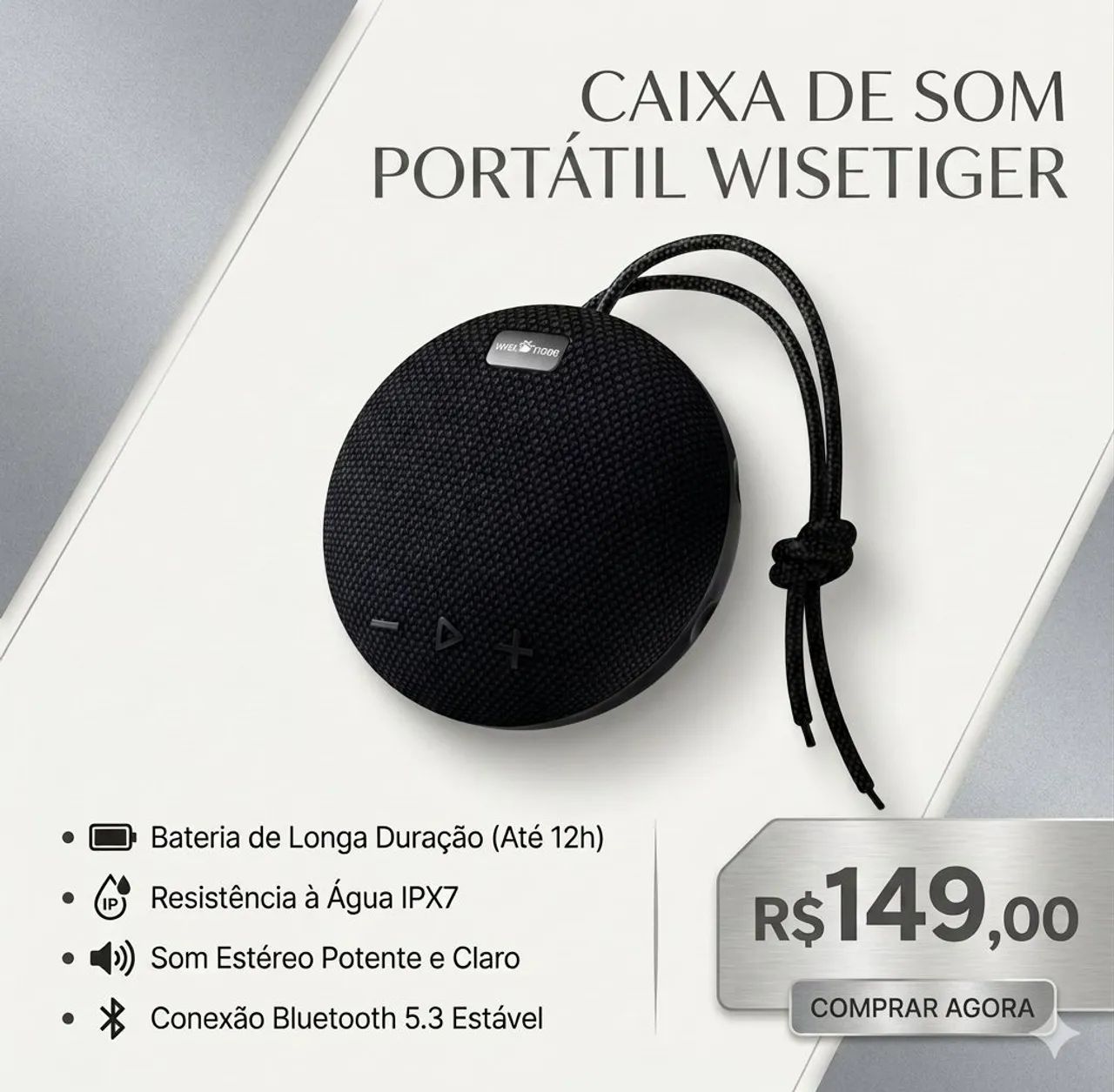 Caixa de Som Bluetooth Wisetiger Premium (Original e Lacrado)