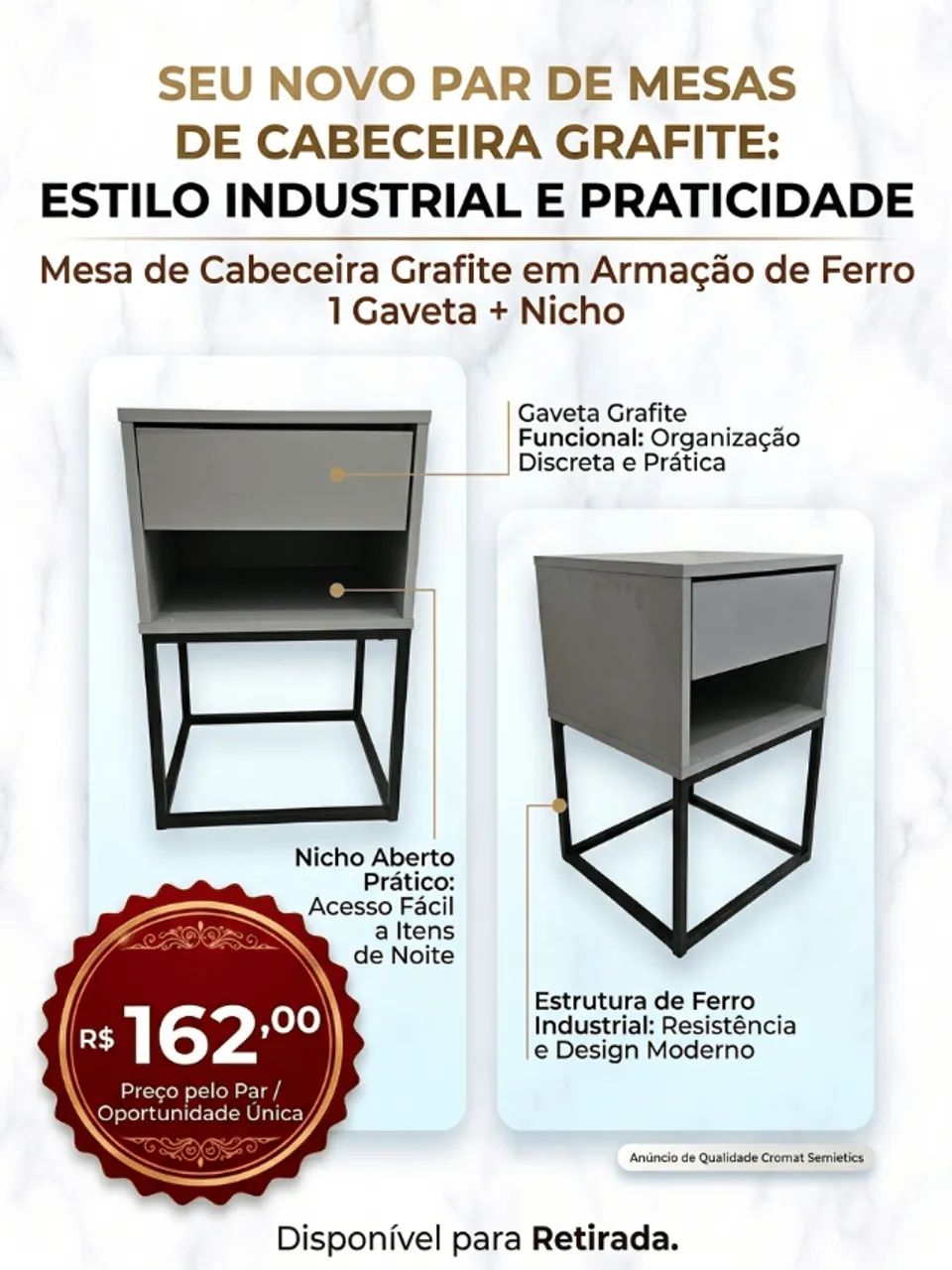 Conjunto mesa de cabeceira