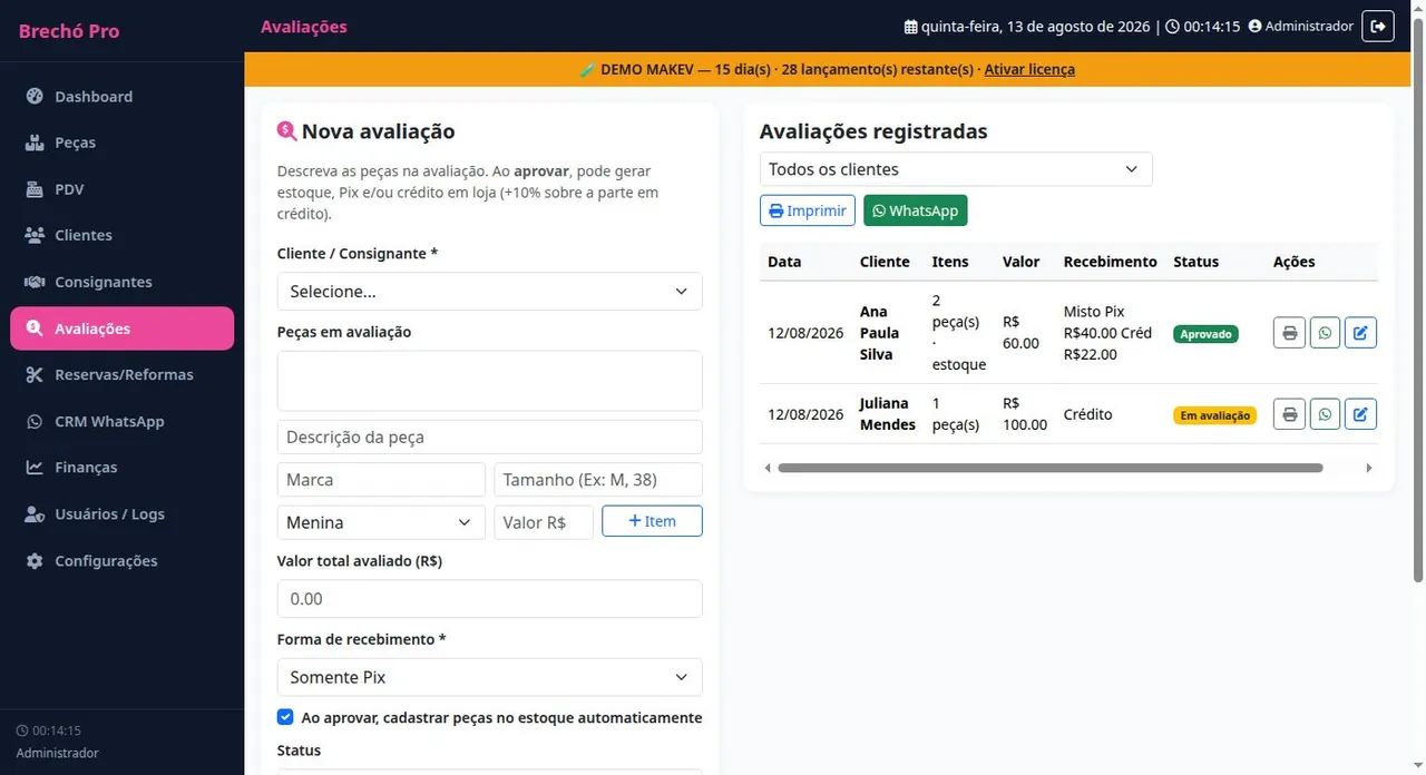 Sistema Brechó Pro ? PDV, estoque, crédito crm  WhatsApp - Foto 4
