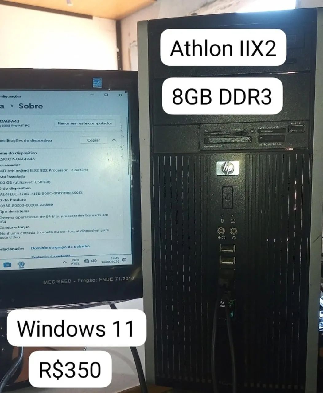 CPU HP 8GB Windows 11