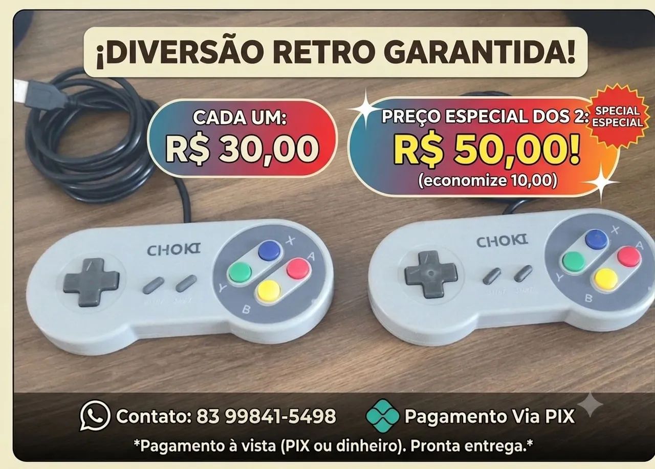 Controle USB estilo SNES 