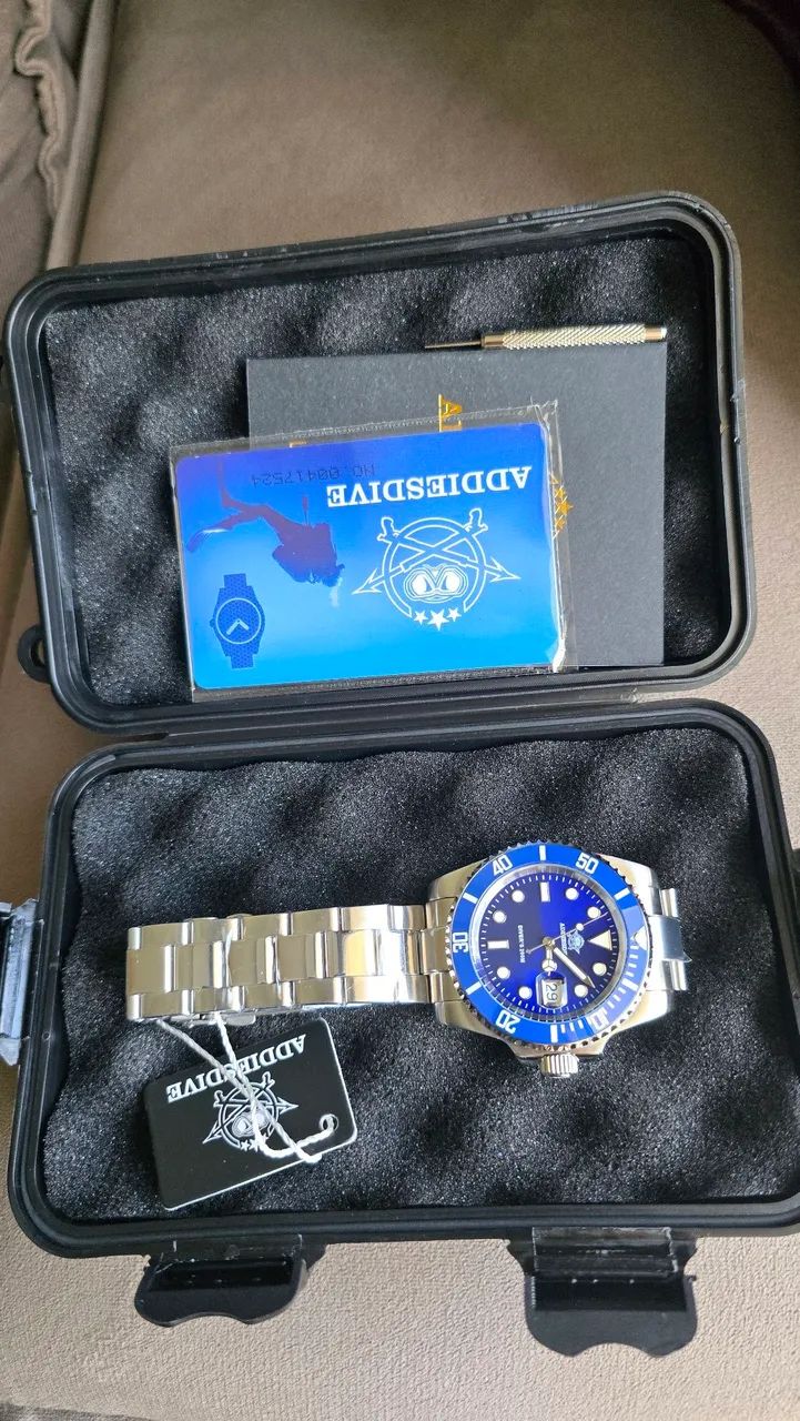 Relógio addiesdive mergulho azul (submariner) 41mm zero sem uso completo - Foto 4