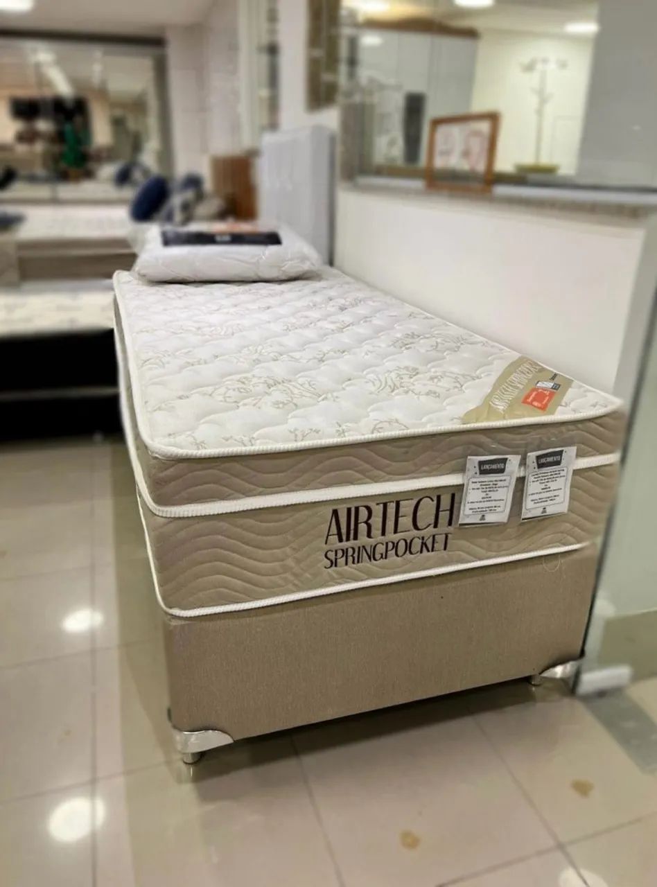Cama Box Solteiro Ortobom Airtech Spring Pocket com Molas ensacadas - Entrega Imediata
