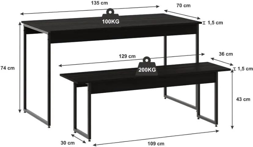 Mesa de Jantar com 2 Bancos - Foto 3
