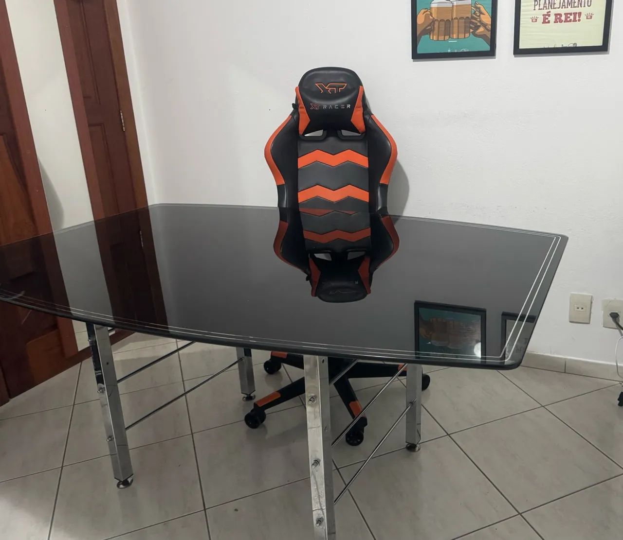 Mesa de Vidro Preta Escritório  - Foto 2