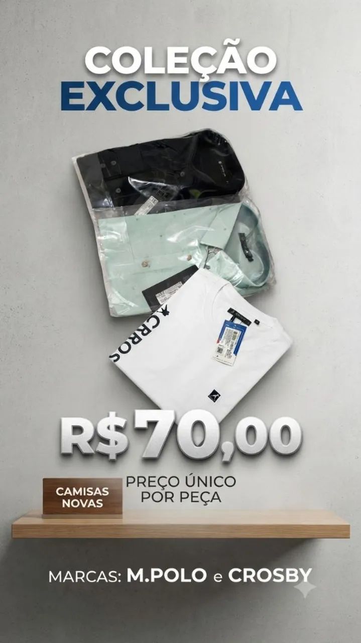 Camisas masculinas por 70 reais 