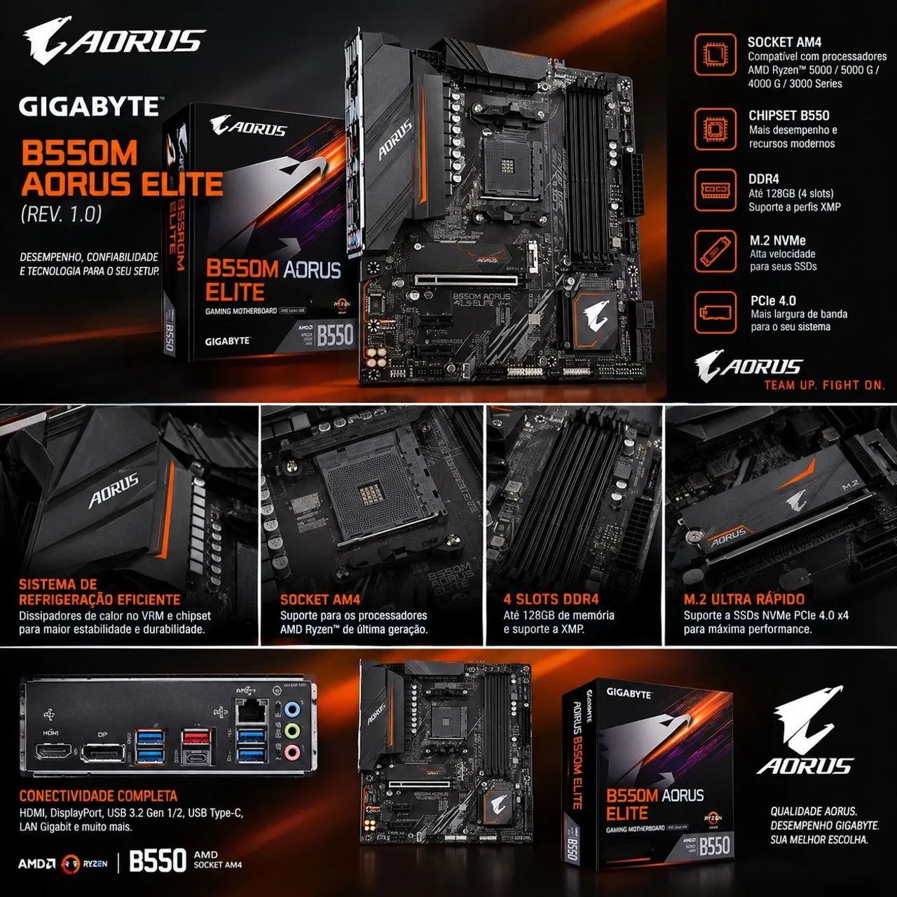 Placa Mãe GigaByte / B550M Aorus Elite (rev. 1.0)