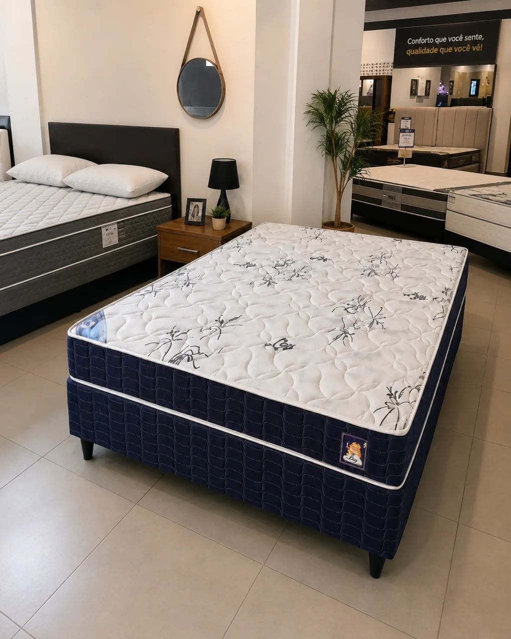 Cama Box Ley Colchões Ouro Blue Casal Padrão  - Foto 3