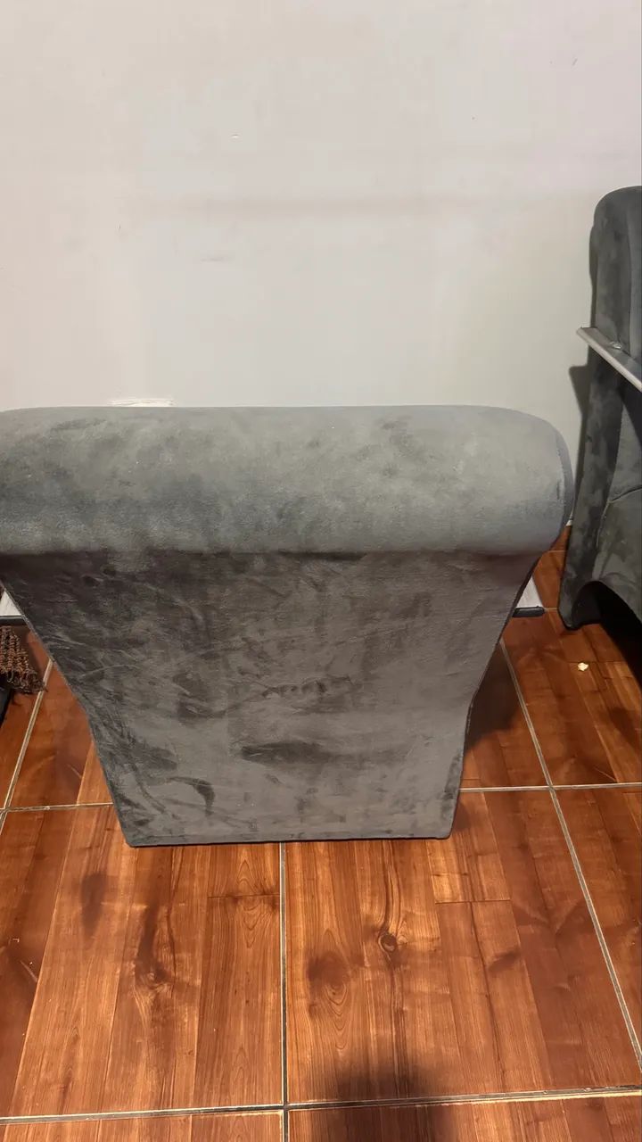 Poltrona cinza suede - kit com 3 - Foto 2