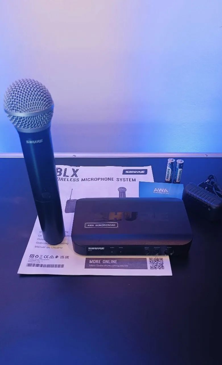 Microfone Original Shure Sem Fio BLX24 PG58 - J10 - Foto 4
