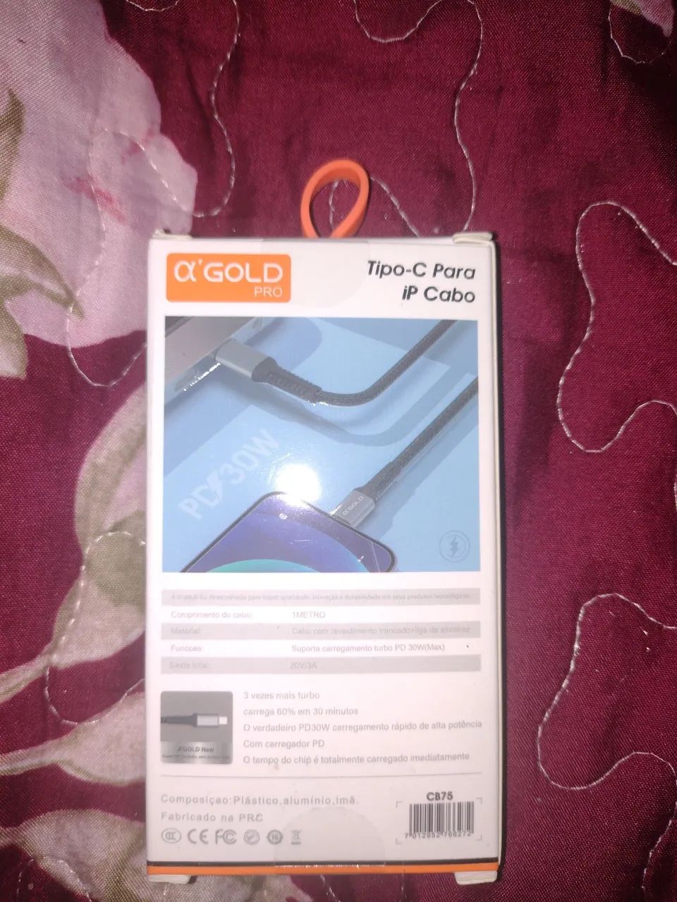Cabo A'Gold Pro CB75 USB-C Para Lightning iPhone 30W Turbo 1M - Foto 3