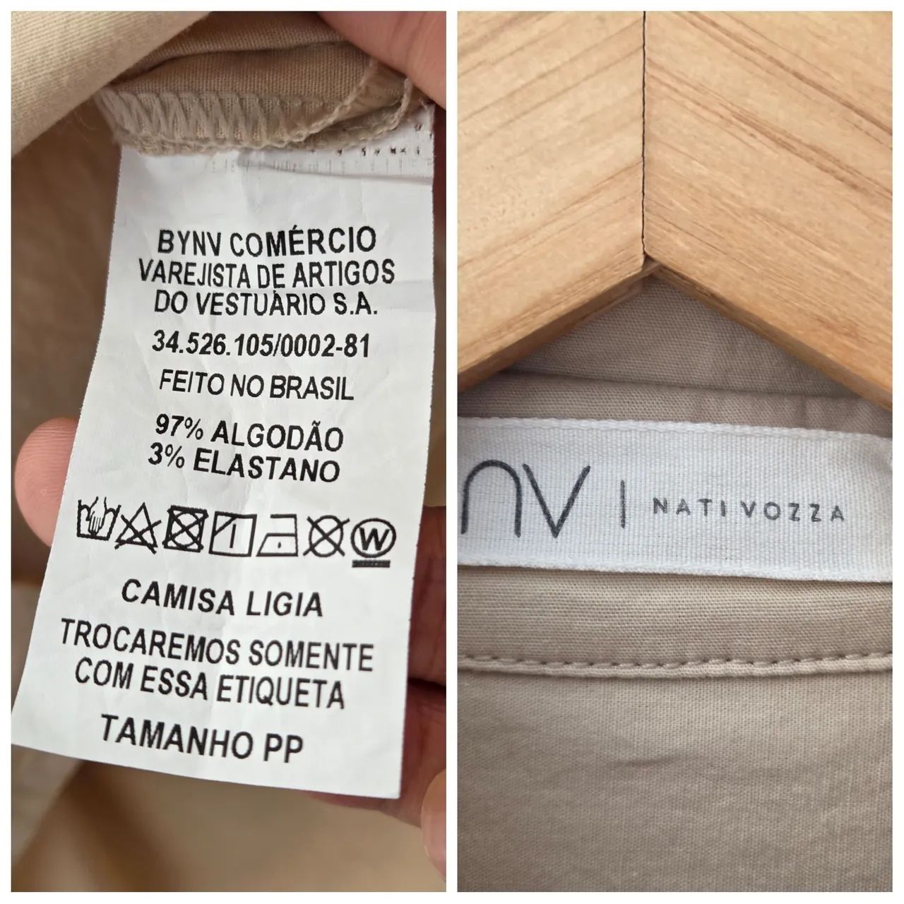 Camisa BYNV cor bege escuro tamanho PP - Foto 5