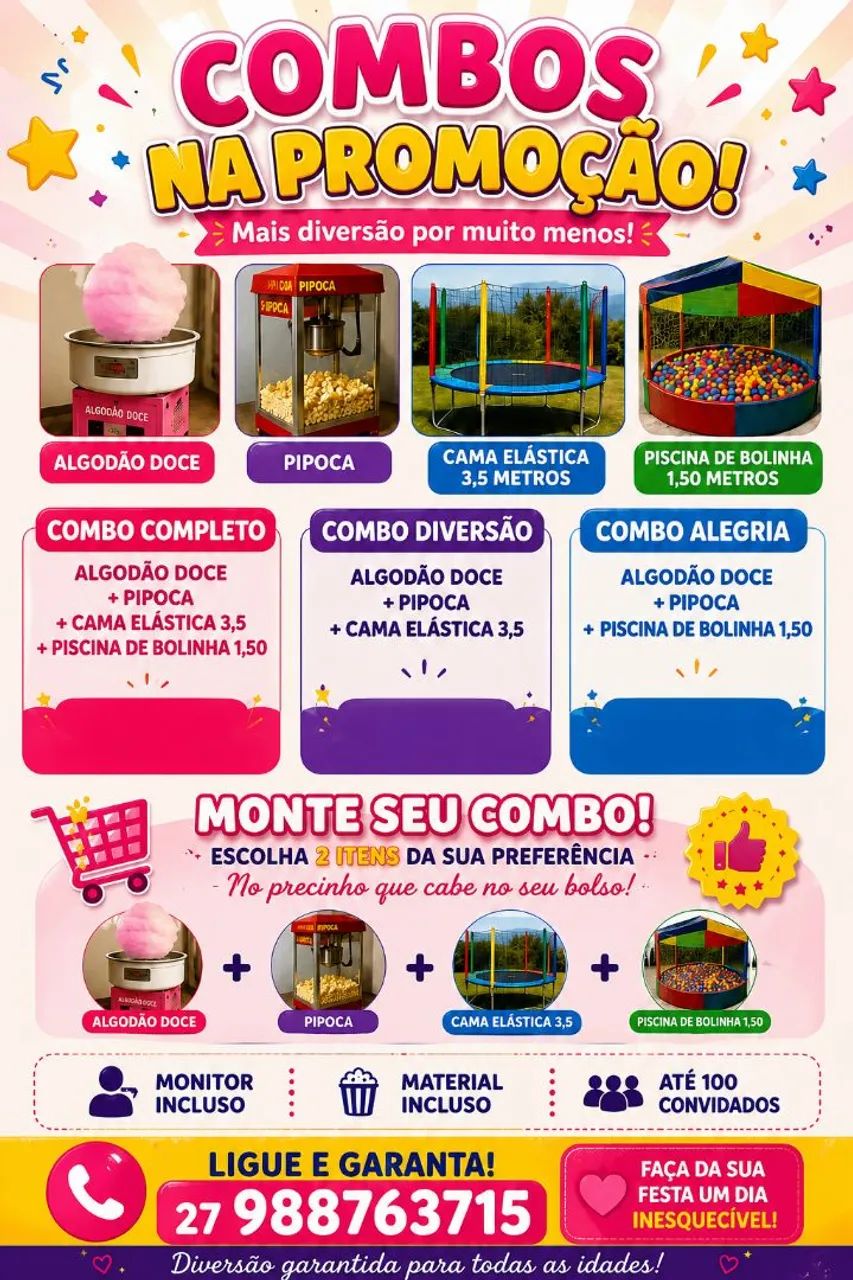 Aluguel de pula pula, algodão doce, pipoca e piscina de bolinha  - Foto 4