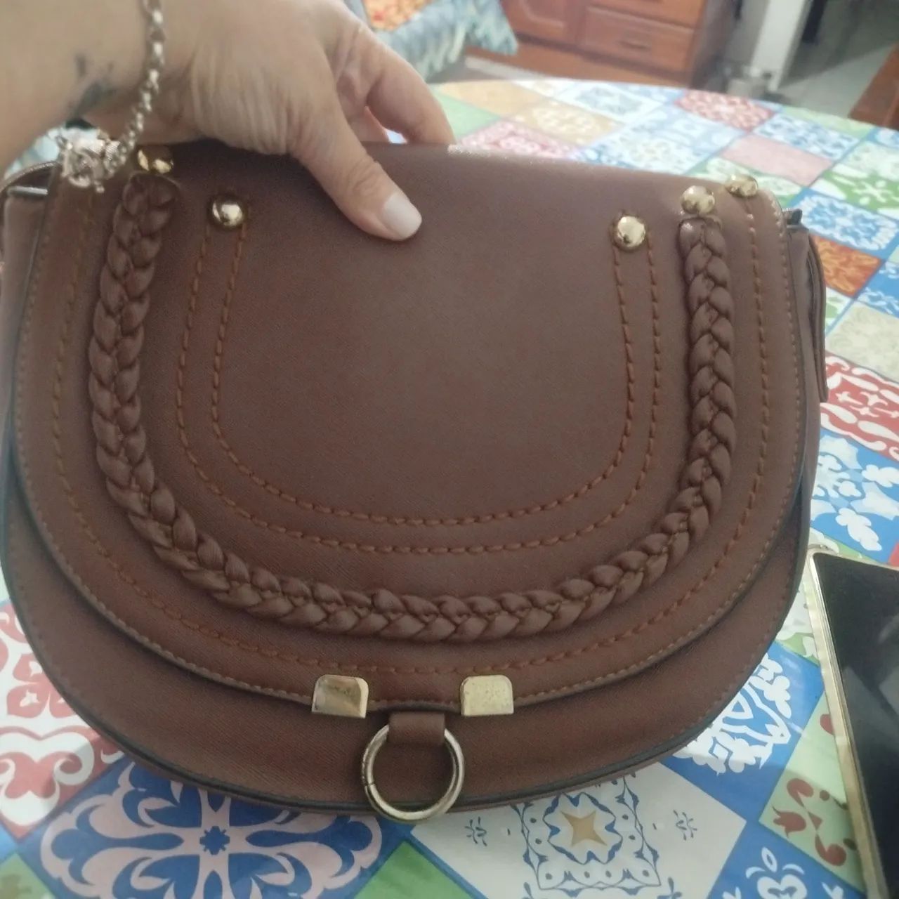 Bolsa transversal Marrom  - Foto 5