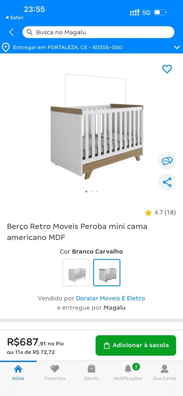 Berço cama Retrô-Seminovo