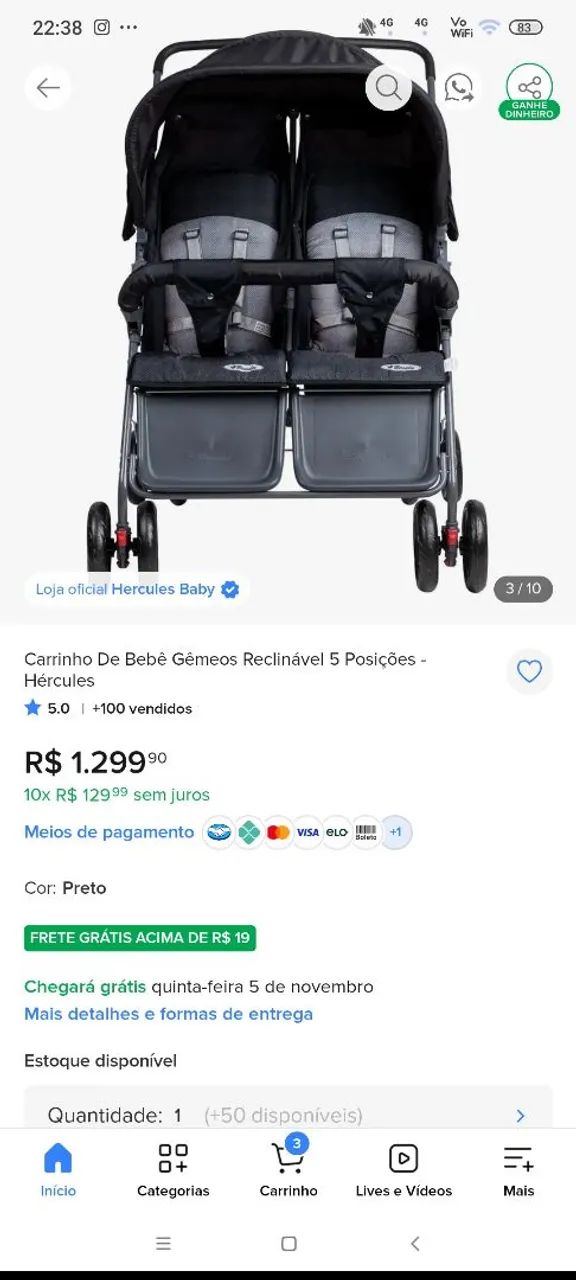 Carrinho de bebê Para gêmeos  - Foto 5