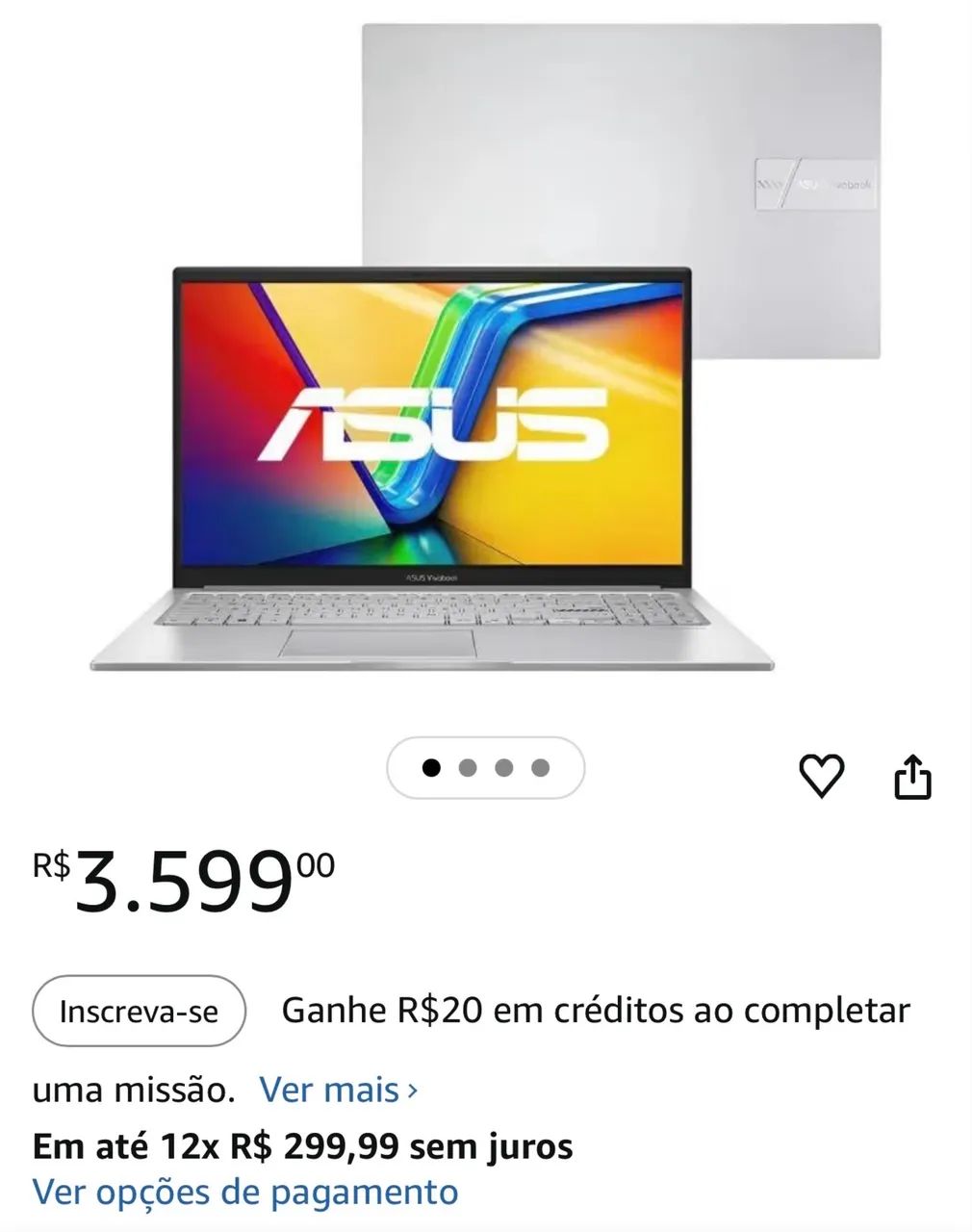 Notebook Asus i5 8 ram 512 SSD excelente - Foto 3