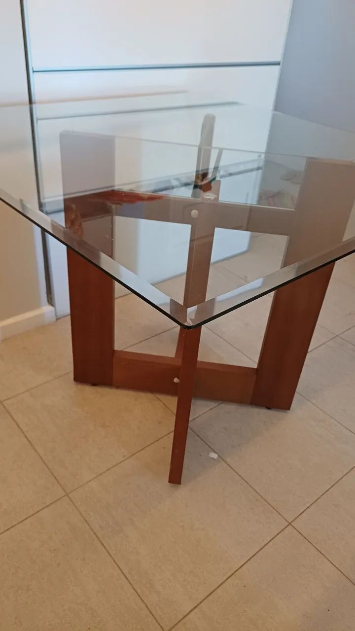 Mesa de vidro 1,10 X 1,10 - Foto 2
