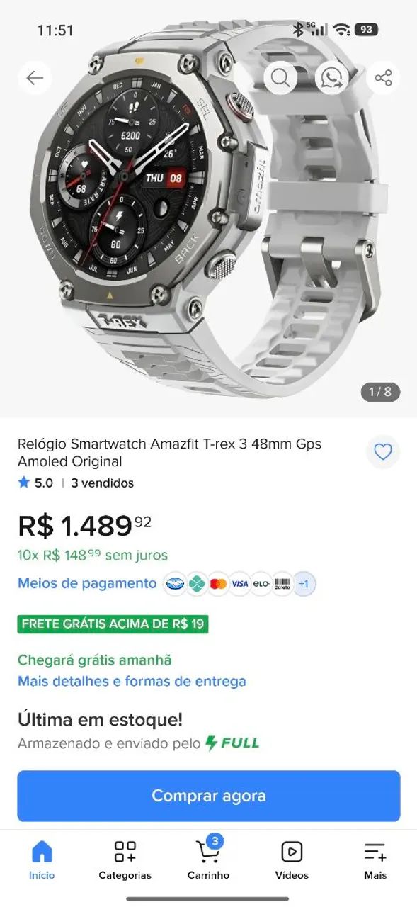Smartwatch amazfit  Trex 3 zero  - Foto 5