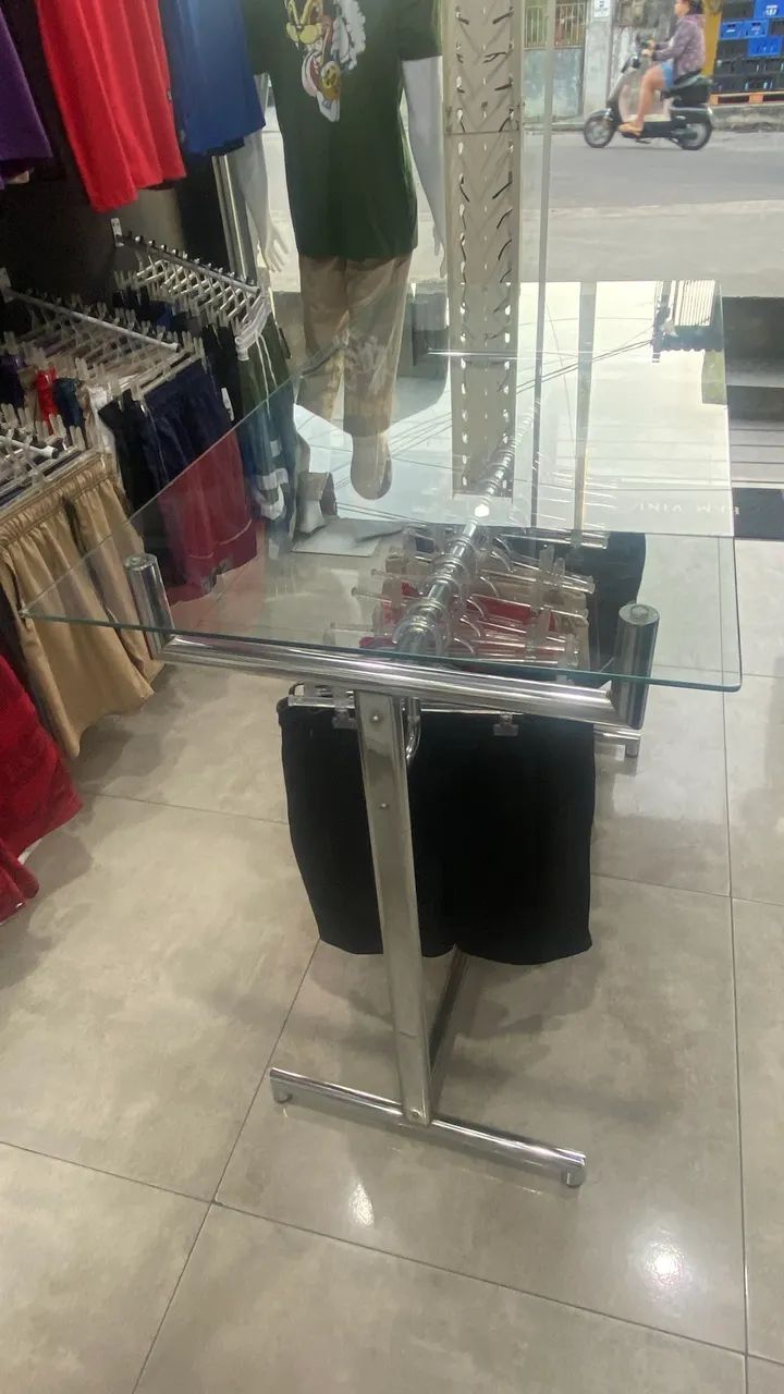Mesa de loja tampa de vidro 