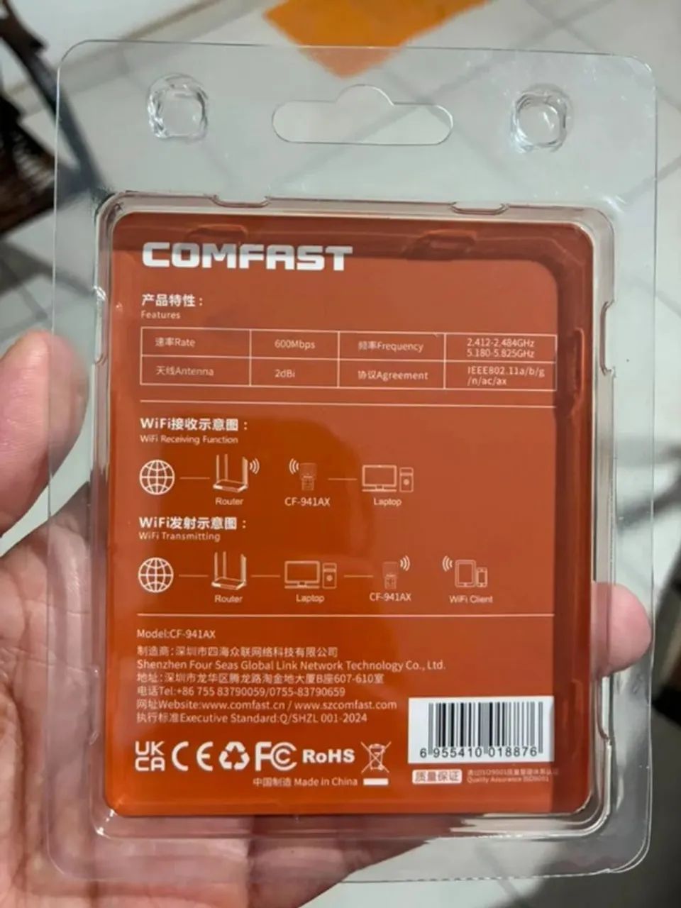 Adaptador Comfast Wifi 6 Usb 600mbps 2.4g 5g - Foto 5