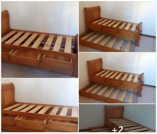 CAMA BICAMA Solteiro em madeira com gavetas - Foto 5