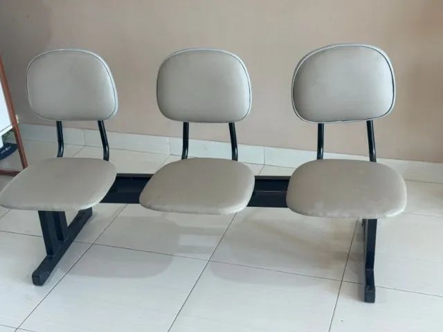 kit conjunto de c/ 3 cadeiras sala de espera - Foto 2