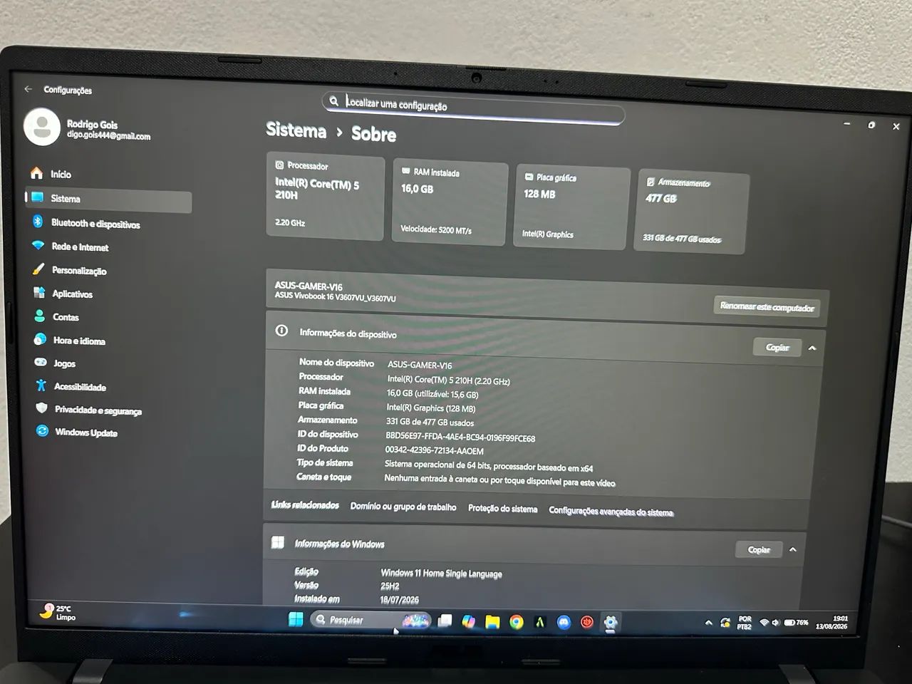 ASUS V16 V3607 RTX 4050 - Foto 2