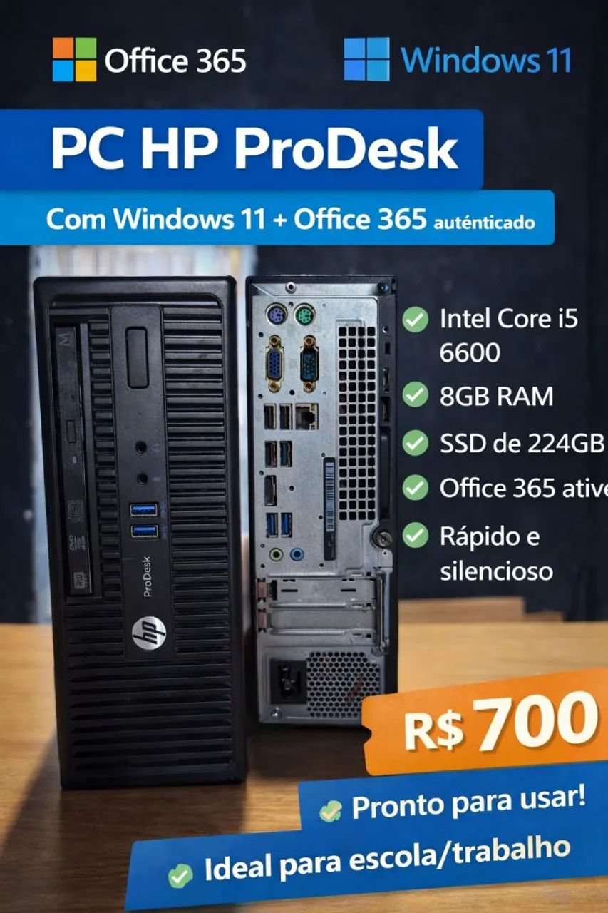 PC HP ProDesk - Pronto para uso | Windows 11 + Office 365