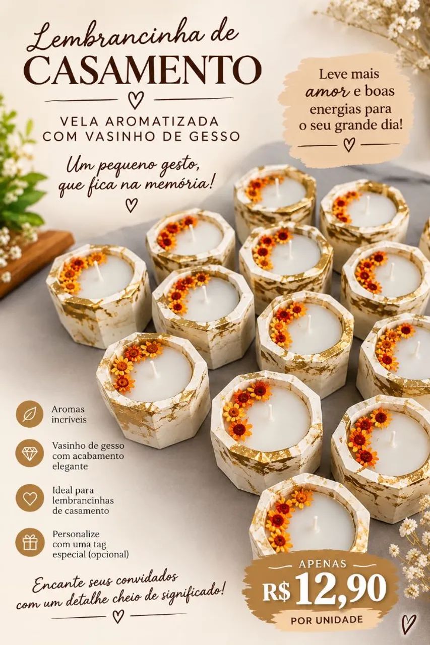 Vela Aromática - Lembrancinha de Casamento