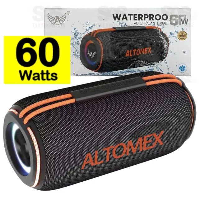 Caixa de Som Bluetooth 60w Bass Boost Resistente a Agua Com Alça IPX6