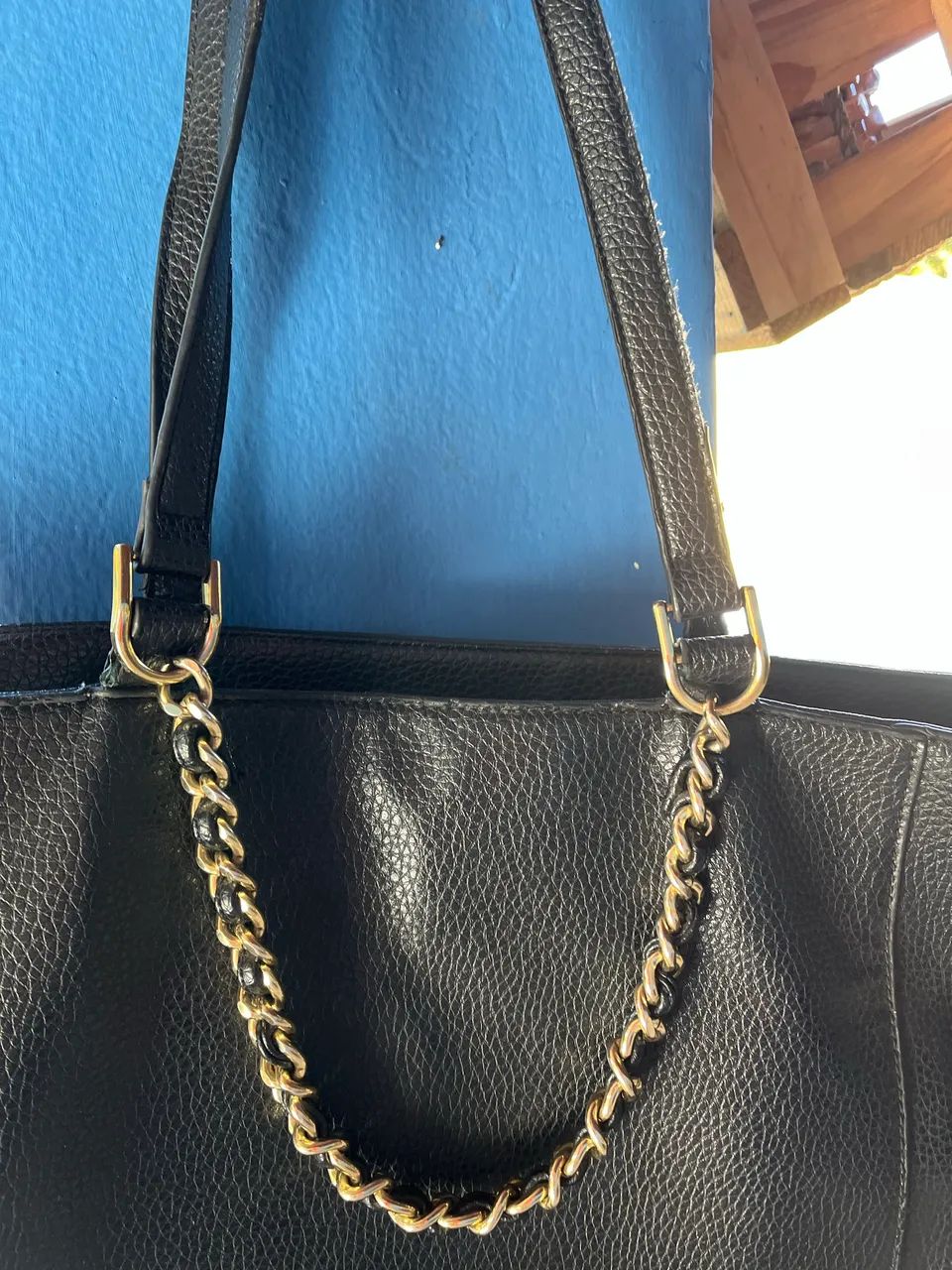Bolsa couro preto Santa Lola 