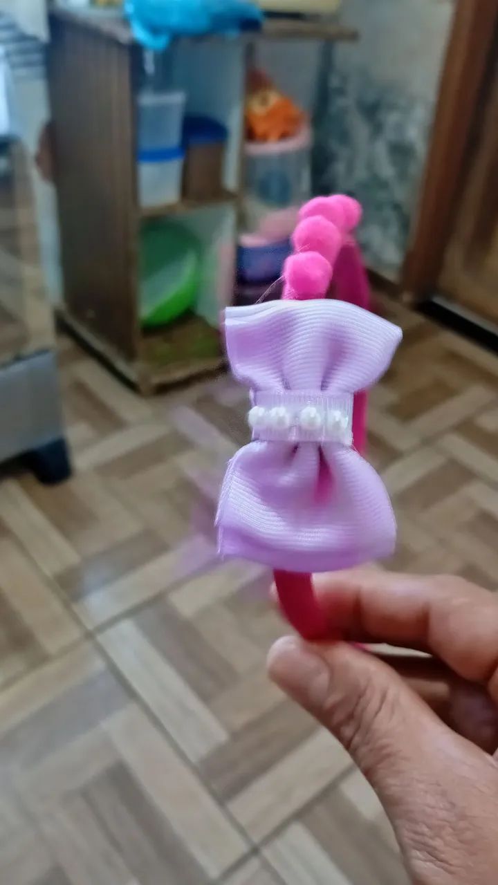 kit 2 tiara rosa e pink  - Foto 5