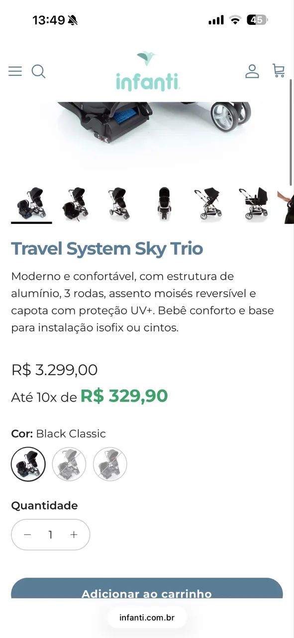 Carrinho de bebê INFANTI (sem o bebê conforto)  - Foto 5