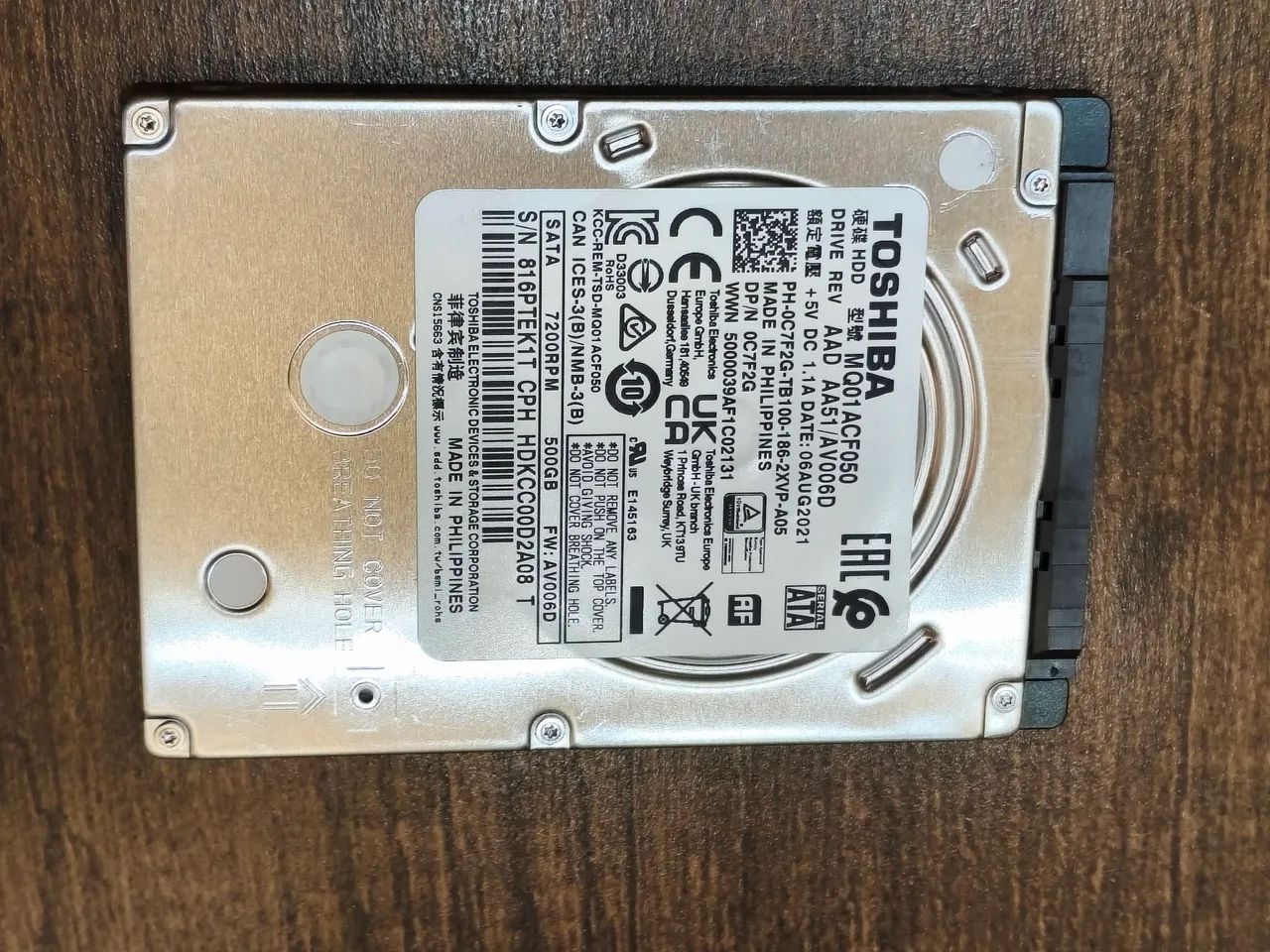 HD 500GB Toshiba para notebook