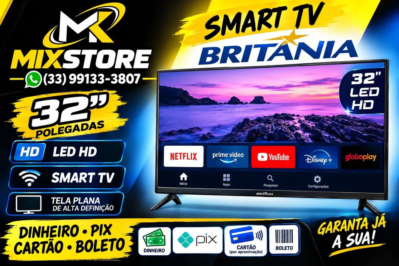 Tv HD 32 polegadas Britânia 