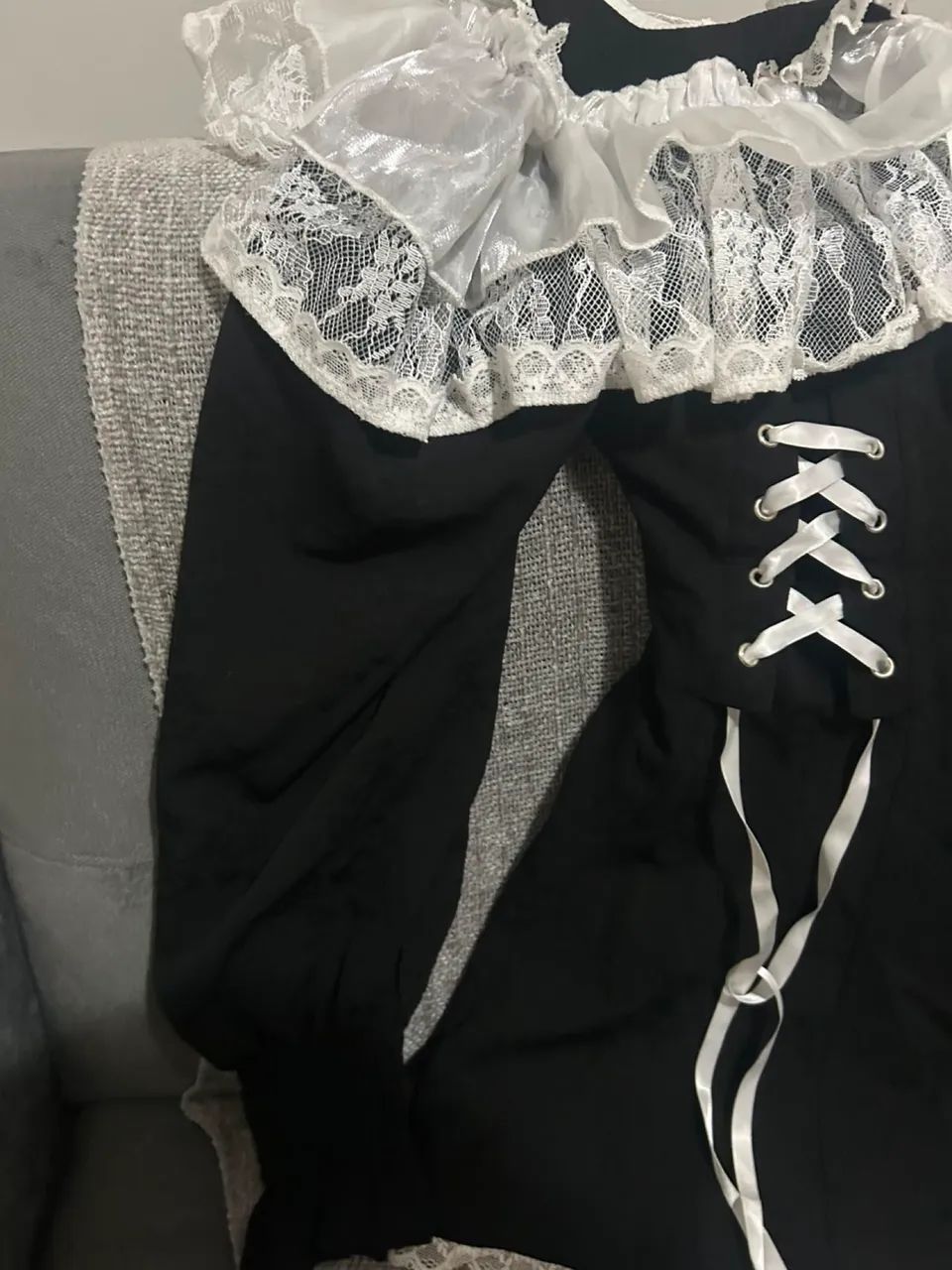 Vestido Jirai Kei preto e branco - Foto 4