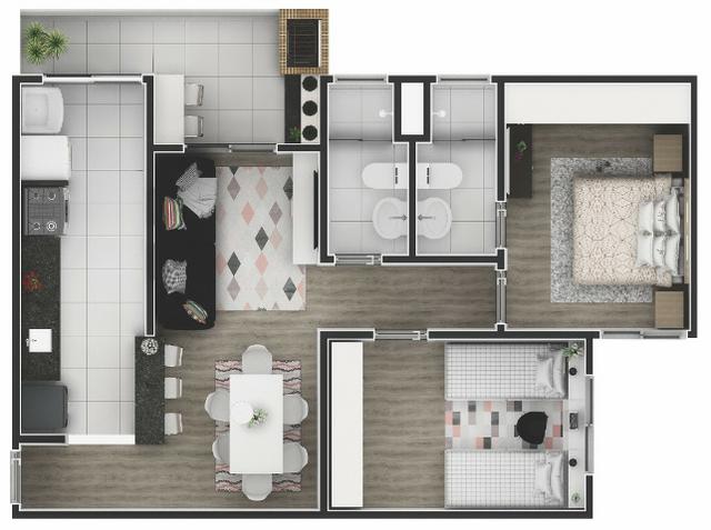 "*Res Vidália*" - Apto 02 dorms com suíte e varanda - 02 vagas - Foto 2