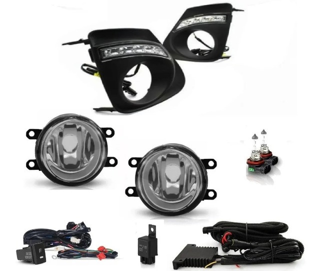 Kit Farol Milha C/Moldura Preta Led DRL Corolla 2012 a 2014 - Foto 2