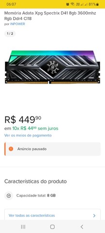 Memoria ram 8 gb 3600mhz 