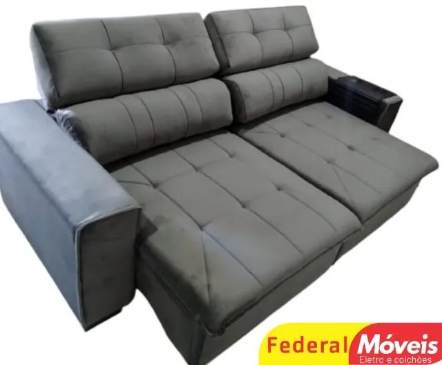 Sofá 2,30m Retrátil e Reclinável Espuma D28 Super Lindo Fazemos Entrega - Foto 2
