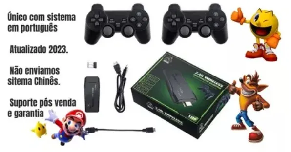 Video Game com 10.000mil Jogos + 2 Controles + Sistema 4K