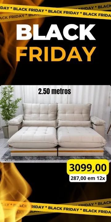 Sofá 3 Lugares Retrátil 2,30m - Entrega grátis  - Foto 2