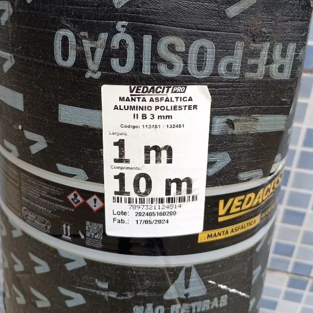 [Lacrada] Manta asfáltica Vedacit 10m 3mm, Tipo 2, (Com alumínio) - Entrego Grátis - Foto 2