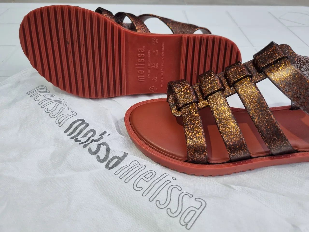 Sandália com Glitter Marrom - Foto 2