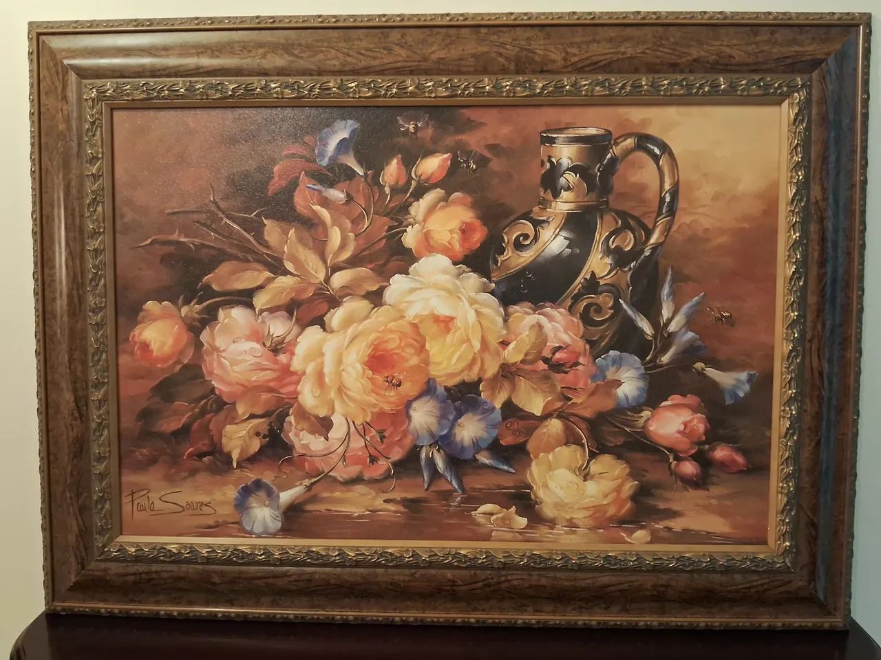 Quadro/Pintura Flores e Jarro - Decoração Clássica